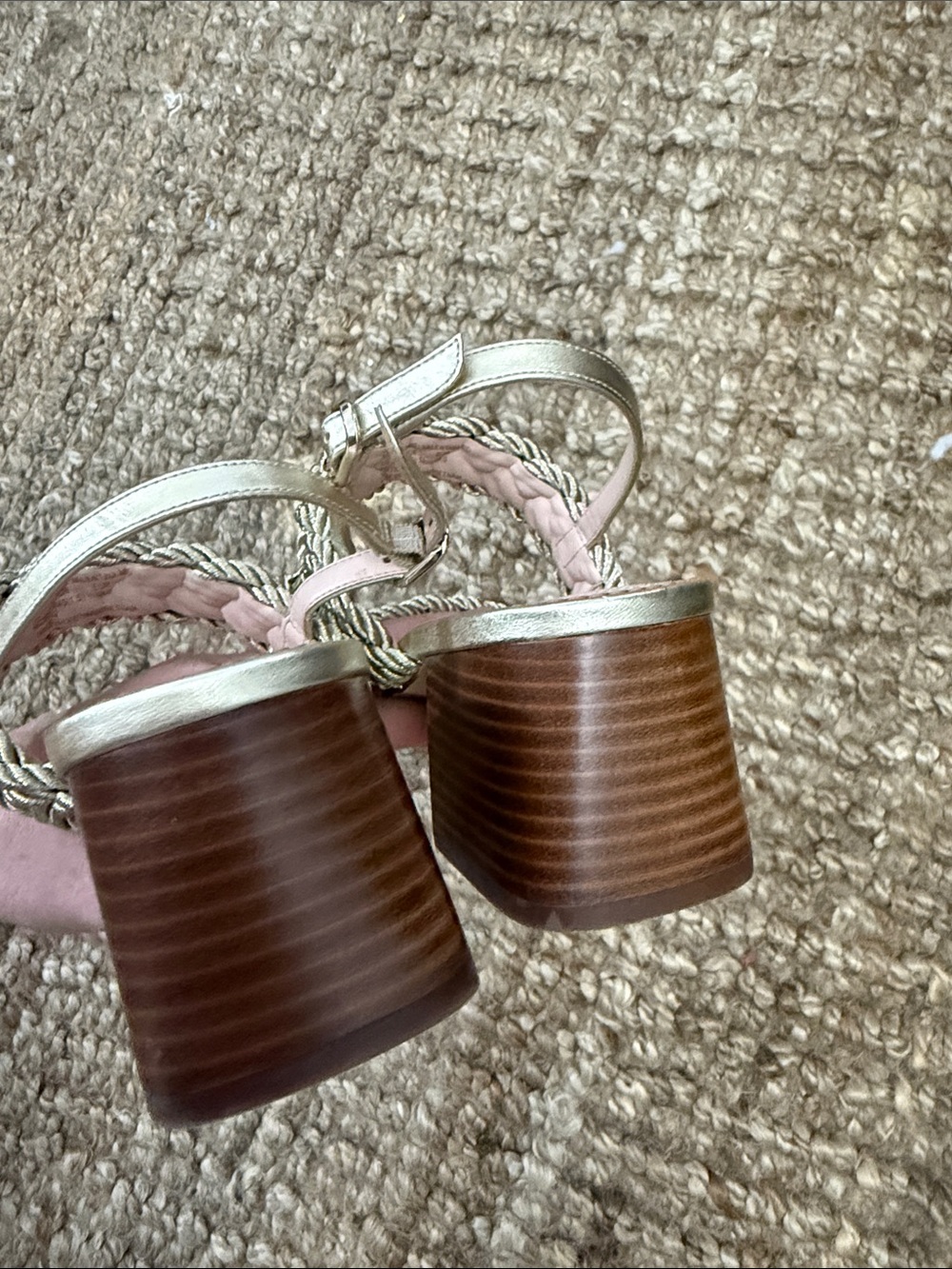 kate spade Valentina Mid Gold Braided-Strap Sandals - Picture 6 of 7